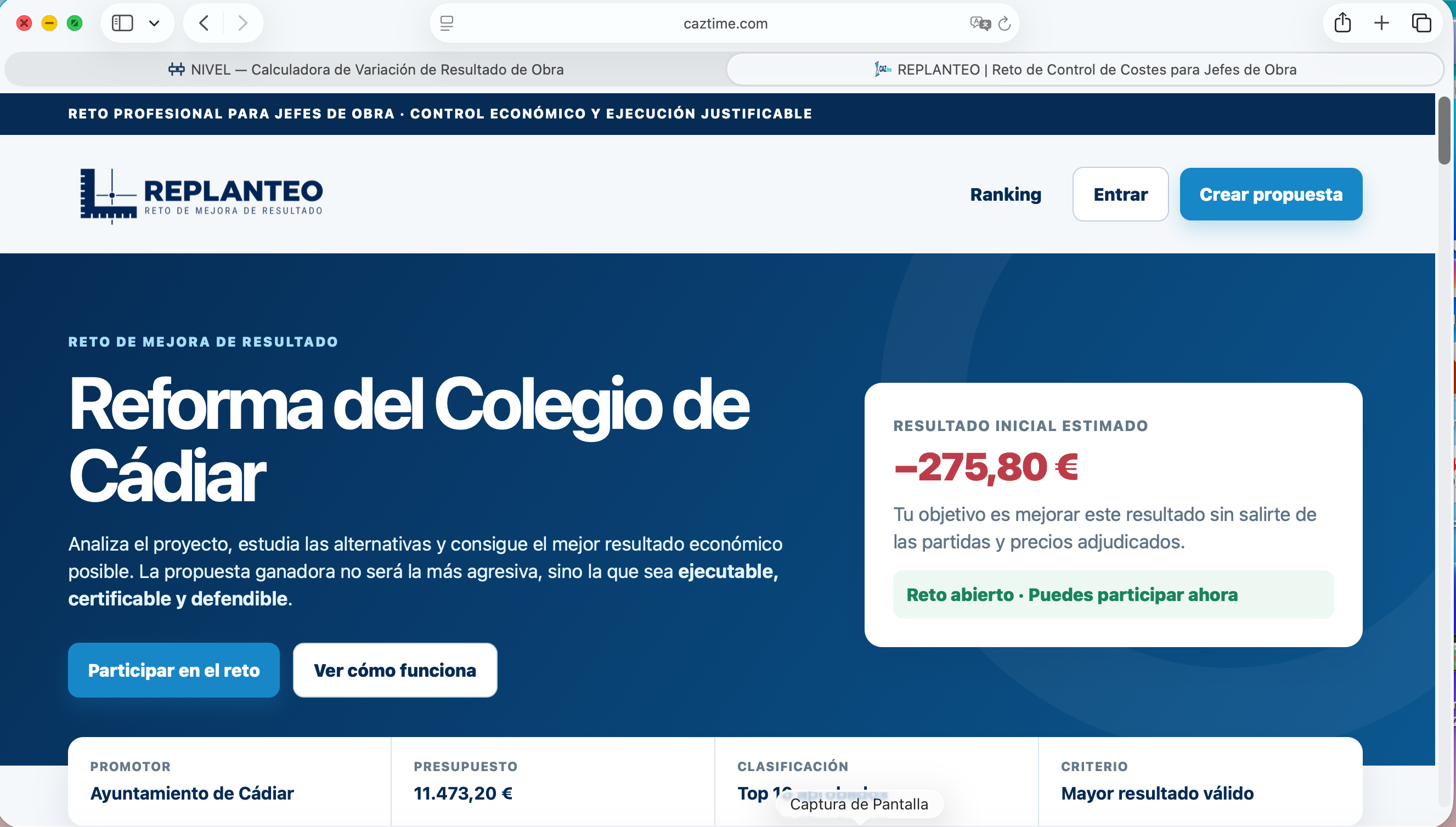 Segunda vista de REPLANTEO en escritorio